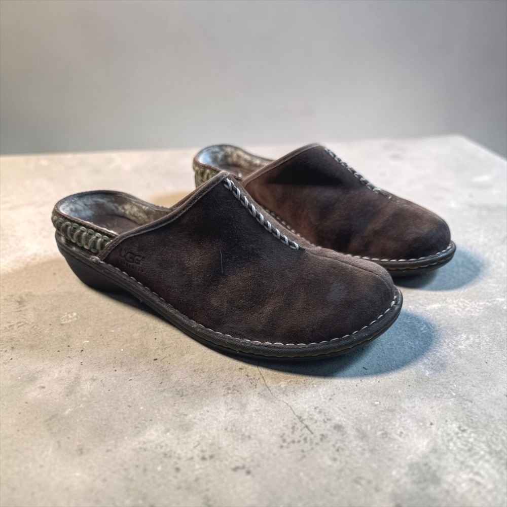 UGG Tasman Suede Slippers Chocolate Brown Braid Slip On Mules 5177 Womens 8
